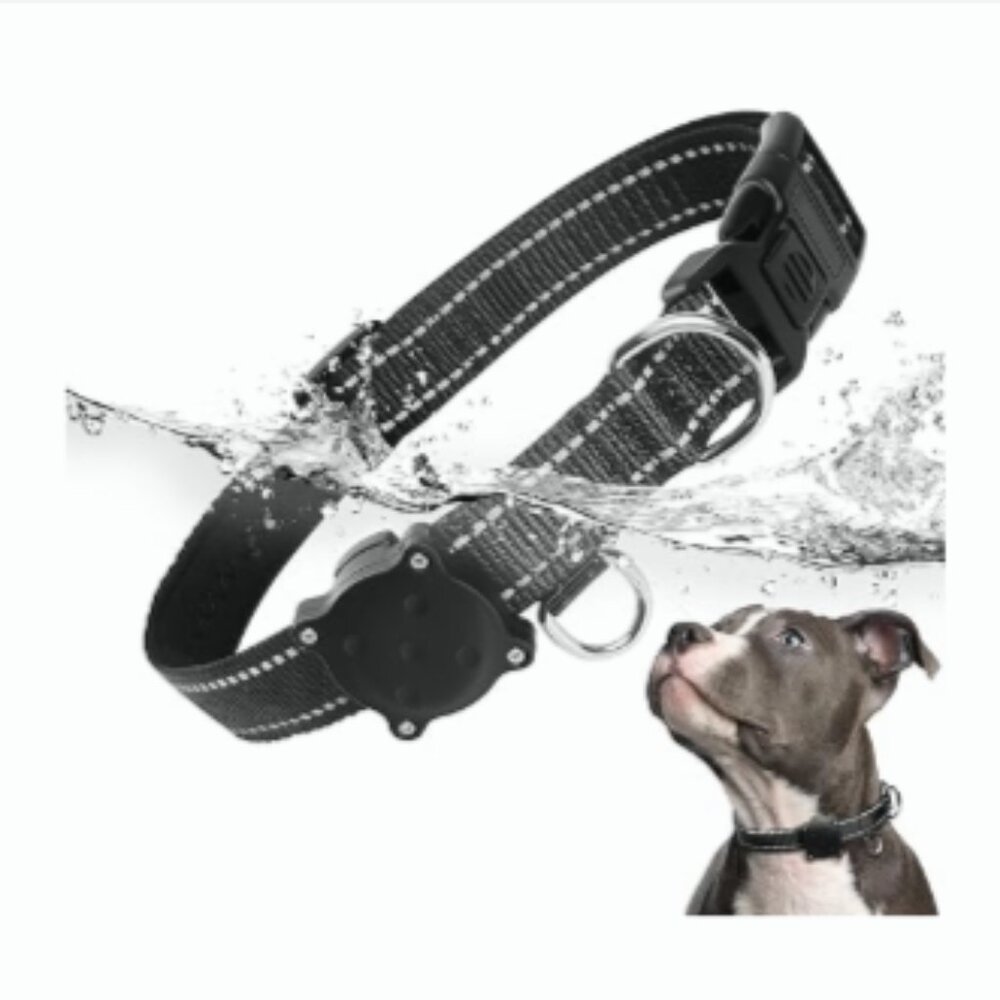 Airtag Dog Collar, MOOGROU Waterproof Air Tag Dog Collar Holder with Padded Nylo